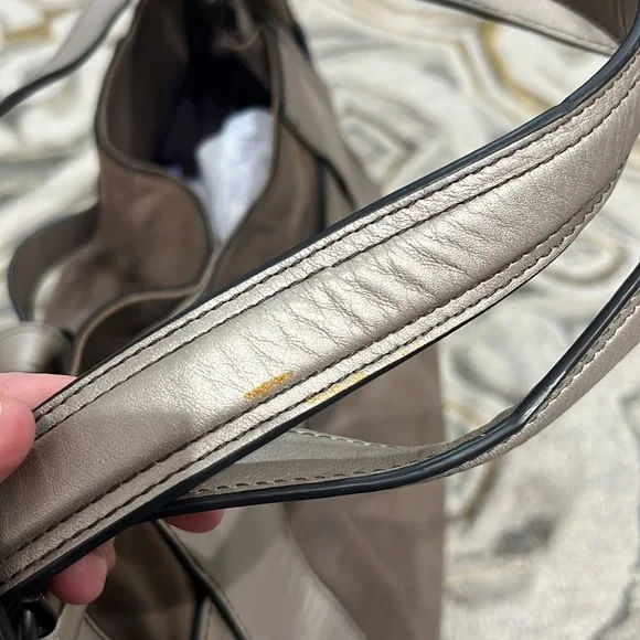 💕 Kooba taupe gray silver soft leather x large satchel shoulder bag - Picture 13 of 16